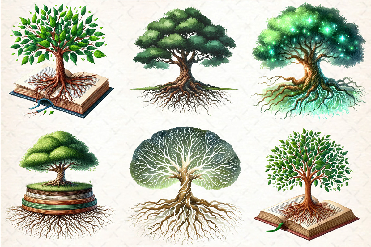 Green Watercolor Tree With Roots Cli, an Illustration by DreamCafeArt (Photo 4 of 7)