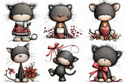 Whimsical Christmas Black Cat Clipar, an Illustration by DreamPrint404 (Thumbnail 2 of 6)