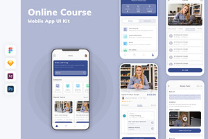 Online Course Mobile App UI Kit, an UI Kit Template by uicube