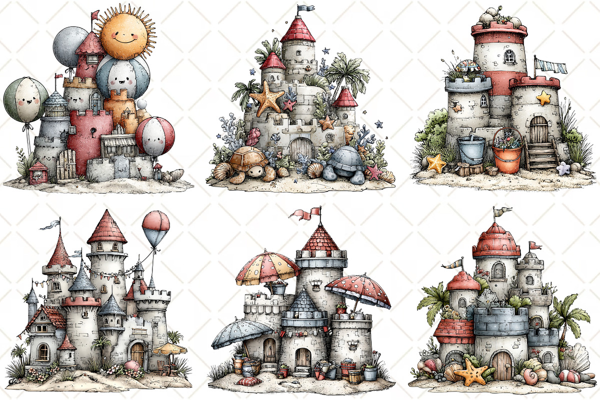 Whimsical Summer Sandcastle Clipart, an Illustration by Black Bird Studio (Photo 3 of 5)