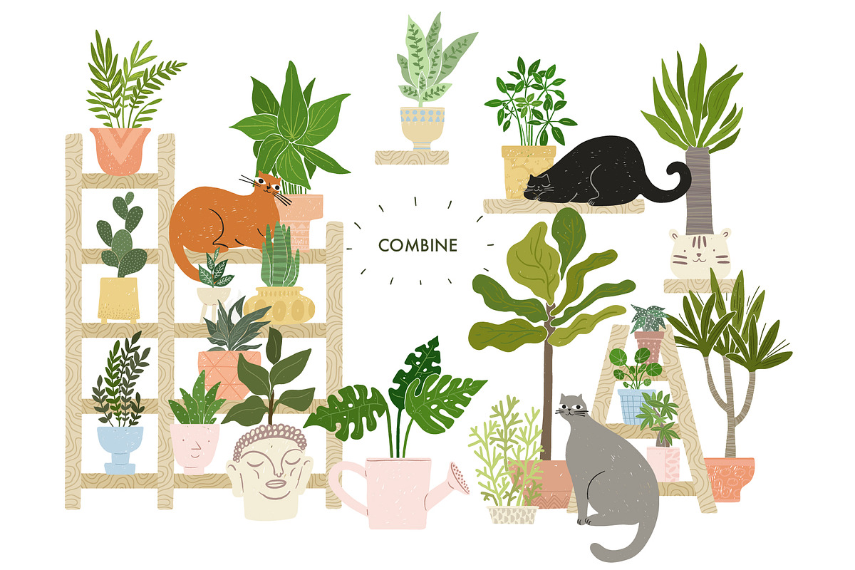 Plants in pots. Vector constructor., an Animal Illustration by anna khramtsova (Photo 6 of 12)