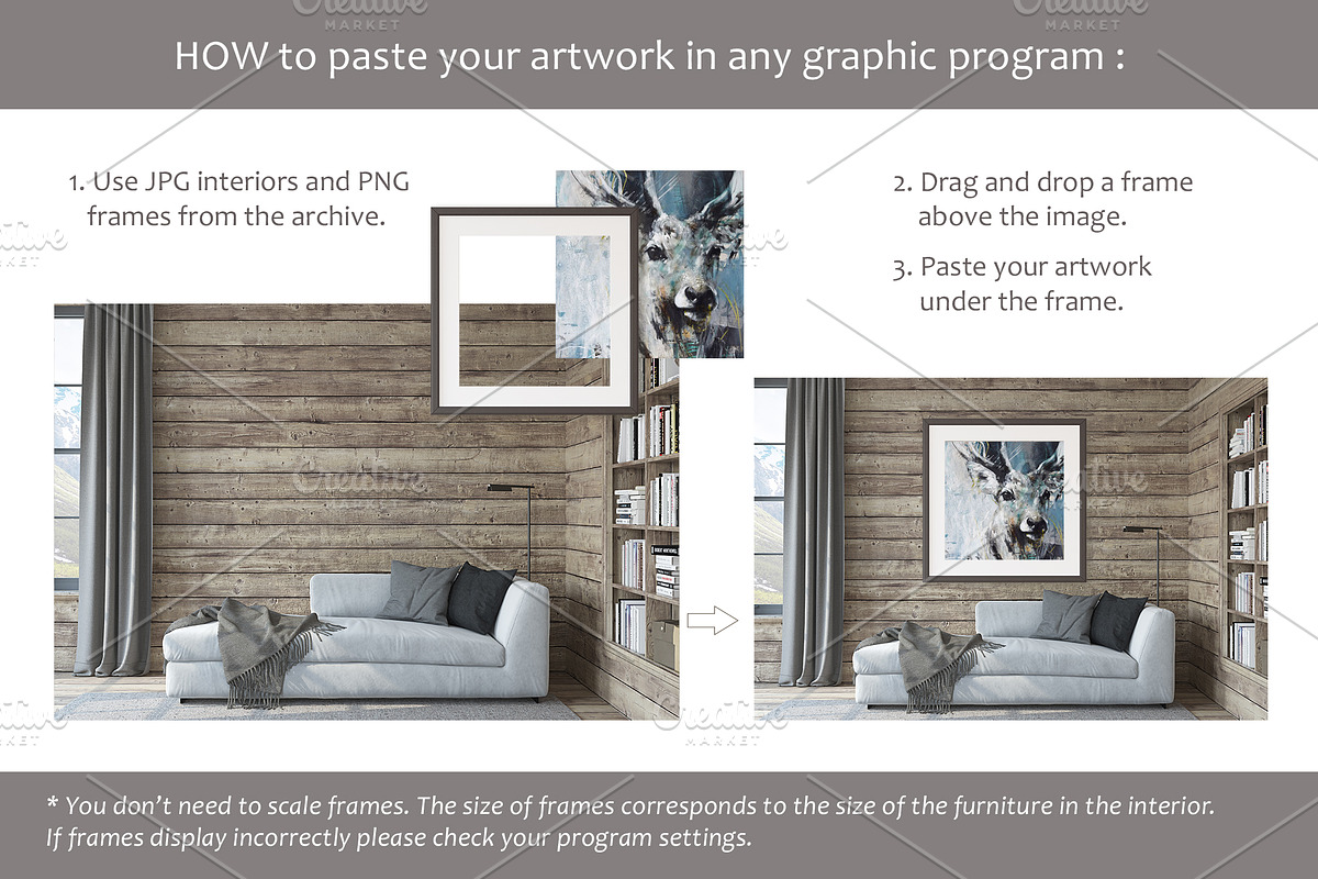 MOUNTAIN RETREAT HOME Frame mockups, a Poster Template by MyHomeMockups (Photo 10 of 10)