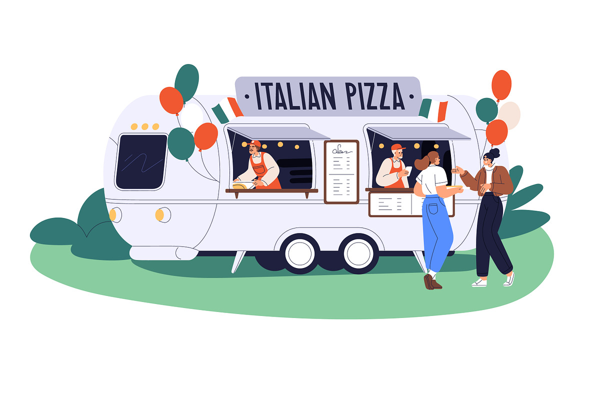 Street food trucks, cafe vans set, a Food Illustration by Good Studio (Photo 8 of 9)