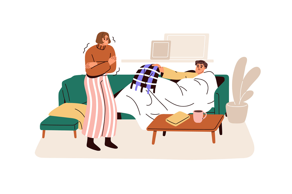 People freezing, shivering from cold, a Person Illustration by Good Studio (Photo 6 of 7)