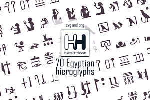 70 Stylized Egyptian Hieroglyphs Set