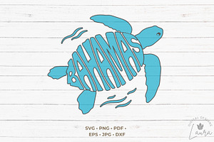 Bahamas Word Art in a sea turtle