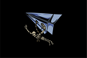 Skeleton Flying with Paper Plane, an Object Illustration by nomlimo.com (Thumbnail 1 of 3)
