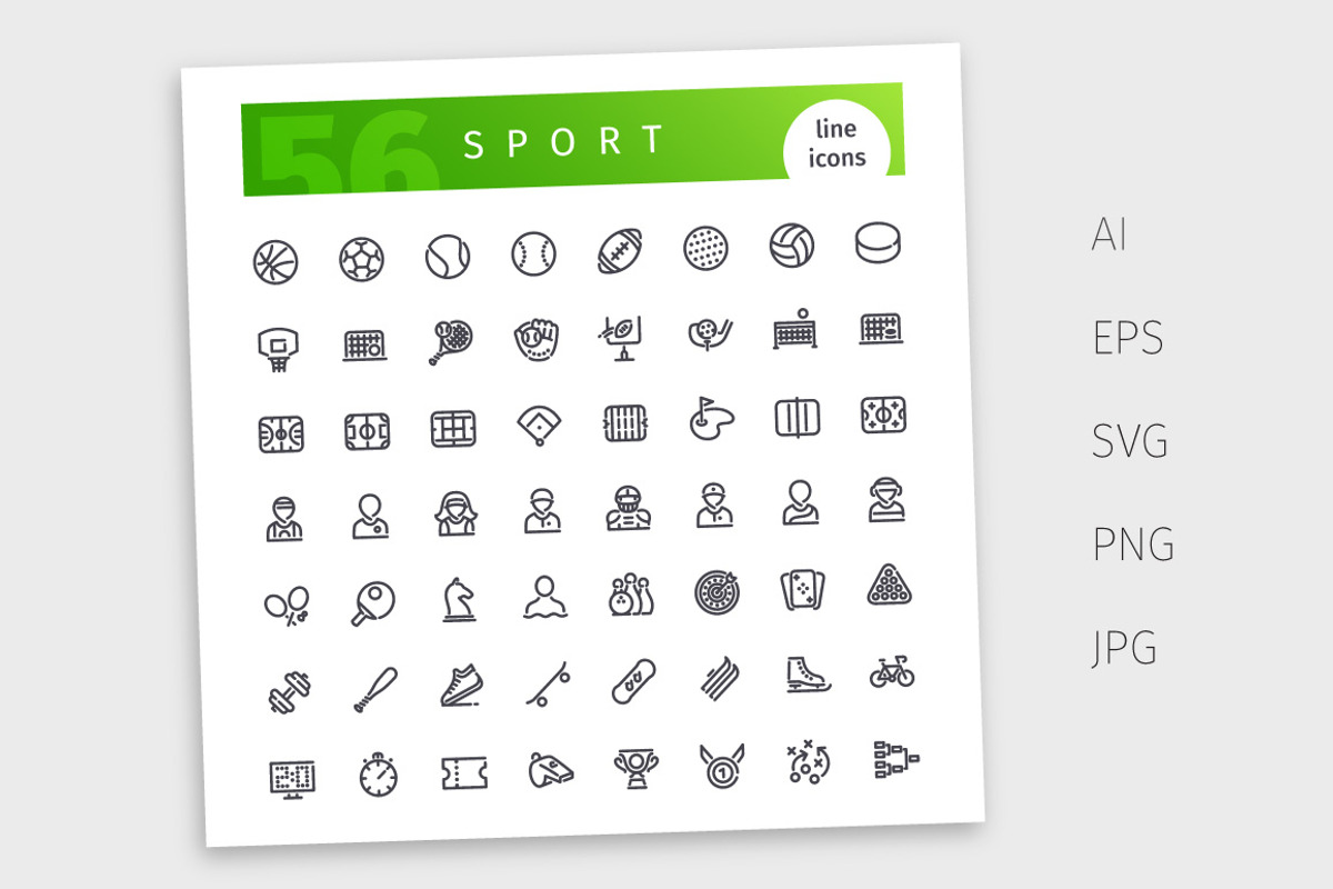 Sport Line Icons Set, an Outline Icon by Voysla's Shop (Photo 4 of 4)
