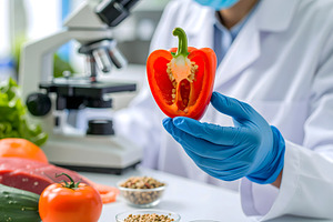 Scientist Analyzing Red Bell Pepper, a Health & Medical Photo by Stock Shape