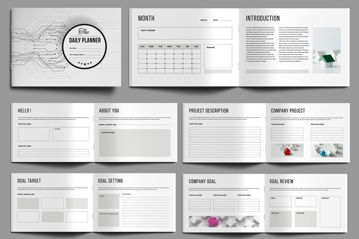 Daily Planner Template Layout, a Stationery Template by MightyDesign (Photo 2 of 6)