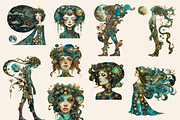 BRASS CELESTIAL CREATURES CLIPART, a Person Illustration by Daring Digies (Thumbnail 2 of 8)
