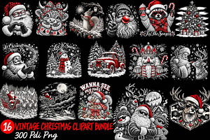 Vintage Christmas Clipart Bundle