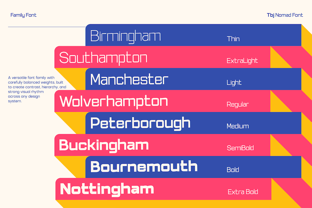 TBJ Nomad — Display Sans Font Family, a Sans Serif Font by Taboja Studio (Photo 3 of 14)