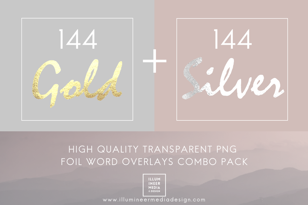 GOLD & SILVER FOIL WORD OVERLAY PACK, an Object Graphic by Illumineer Media & Design (Photo 1 of 12)