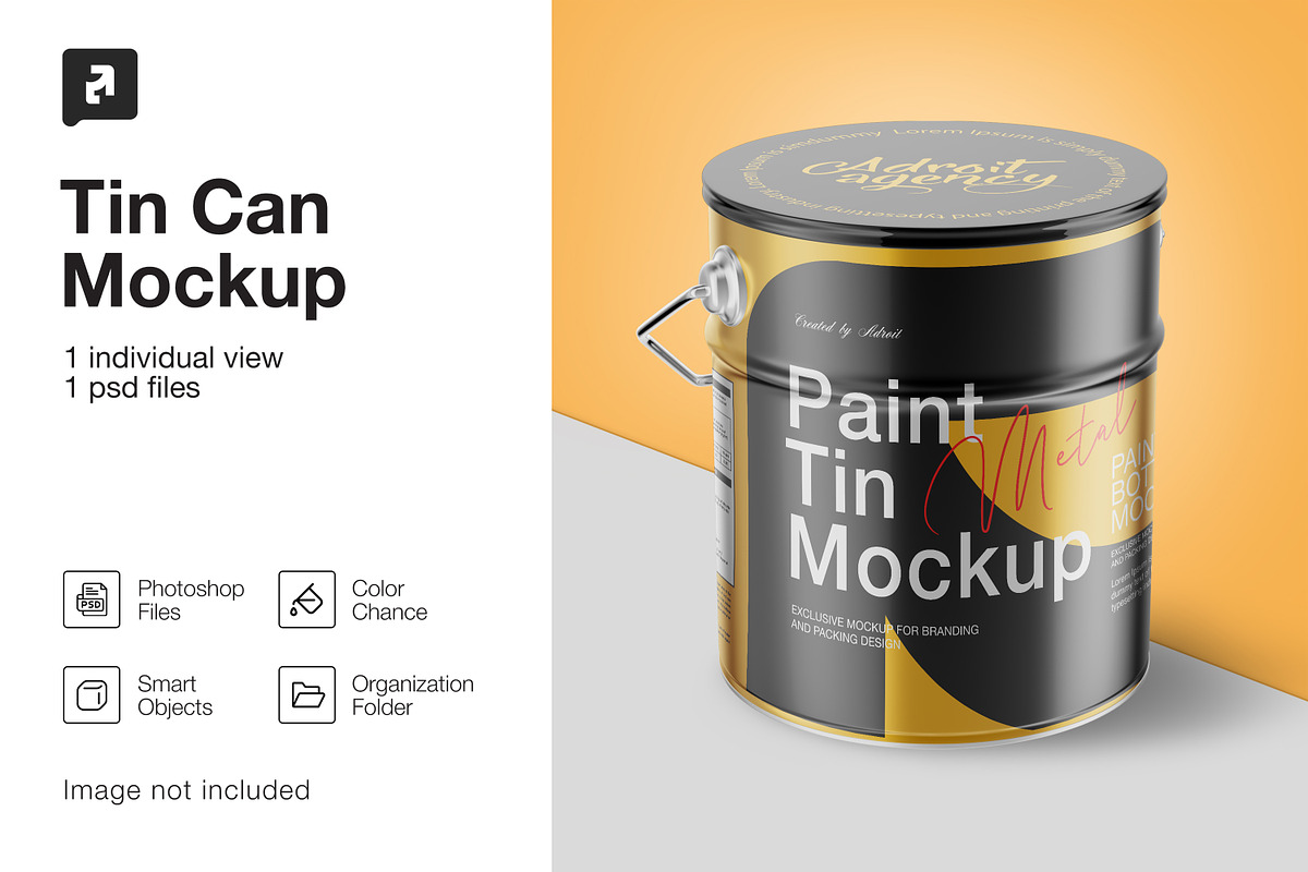 Paint Tin Can Handle Mockup, a Packaging Mockup by _Adroit_