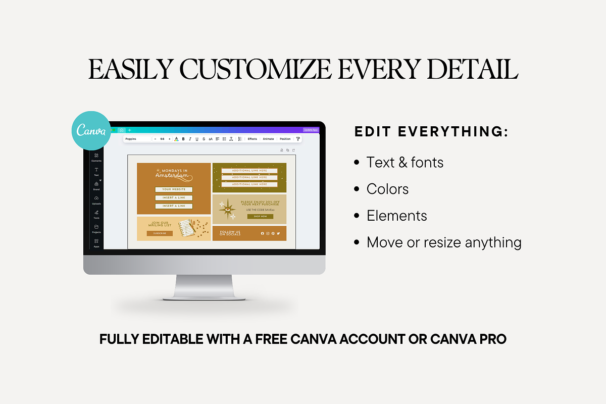 Warm Link In Bio Canva Template, a Landing Page Template by Anna Design Studio (Photo 3 of 11)