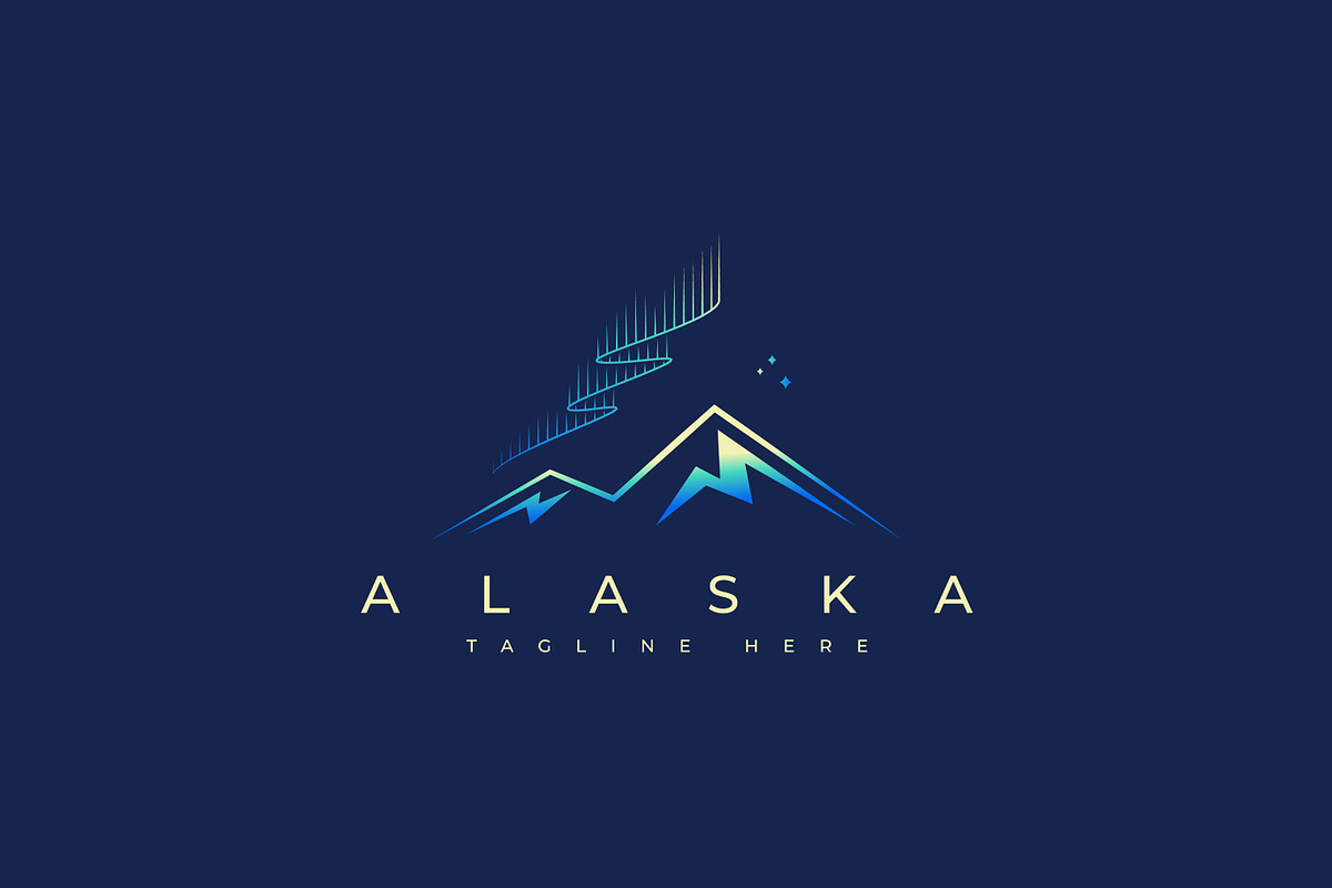 Alaska Abstract Aurora Mountain Logo, a Branding & Logo Template by Signatoro (Photo 1 of 2)