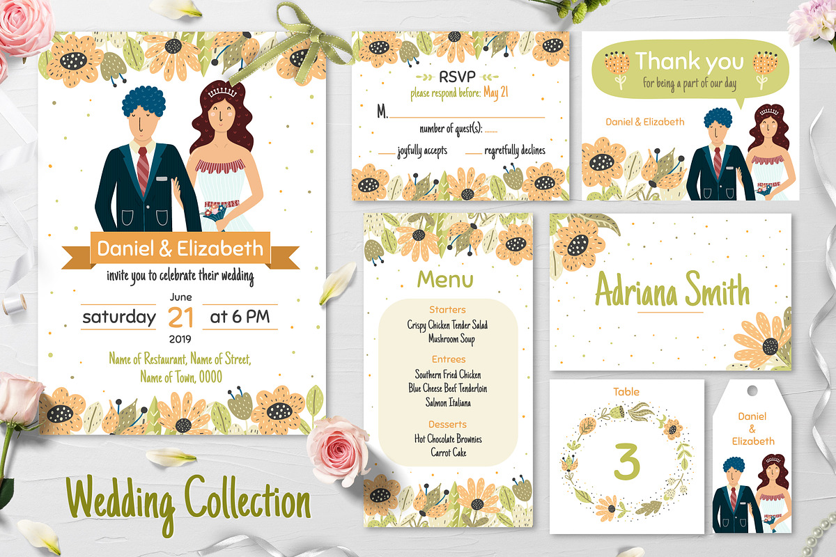 Bride and Groom Invitation Pack, an Invitation Template by Gulnara Sabirova (Photo 1 of 9)