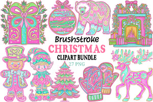 Brushstroke Christmas Clipart Bundle, an Illustration by Craft Nest