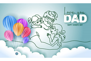 Happy Fathers Day holiday card. Dad, a Person Illustration by Valenty