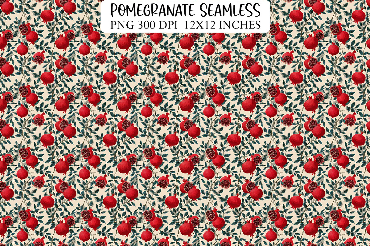Pomegranate Seamless Patterns, a Texture Illustration by DreamPrint404 (Photo 1 of 3)