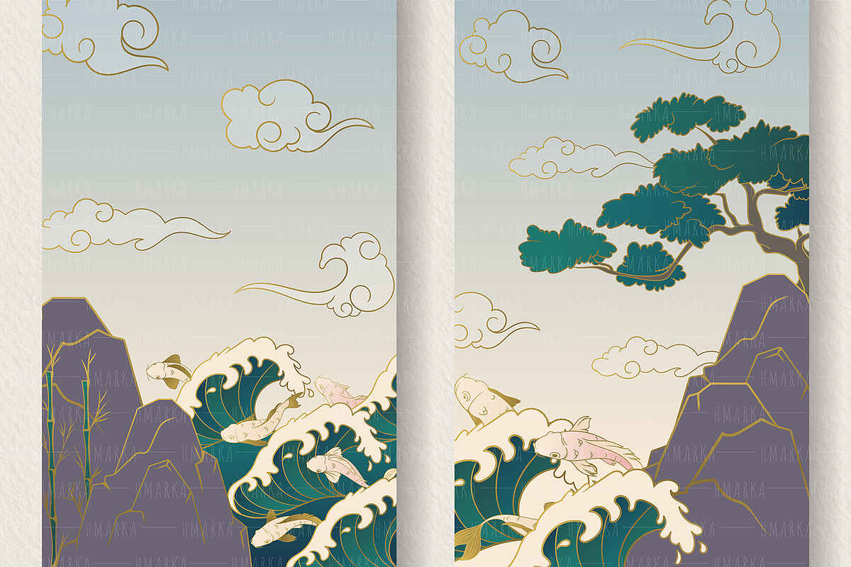 Asian Traditions. Koi carps, a Pattern Graphic by HmarkaShop (Photo 3 of 3)
