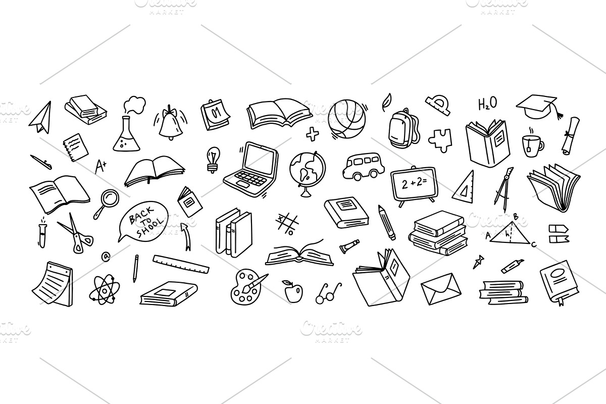 Education doodle icons. Hand drawn, an Education Illustration by winwin.art