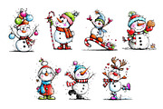 Funny Christmas Snowman Clipart, an Illustration by Craft Nest (Thumbnail 6 of 7)