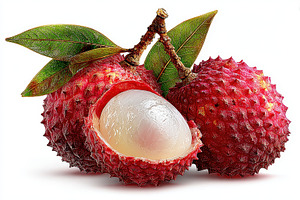 Fresh Lychees with Green Leaves Deli, a Photo by Pixeness Studio