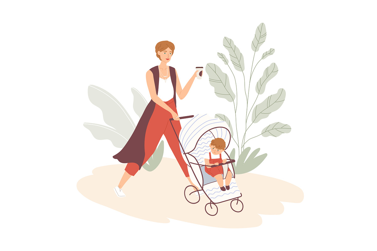 Women walking with babies in prams, a Person Illustration by Good Studio (Photo 4 of 4)
