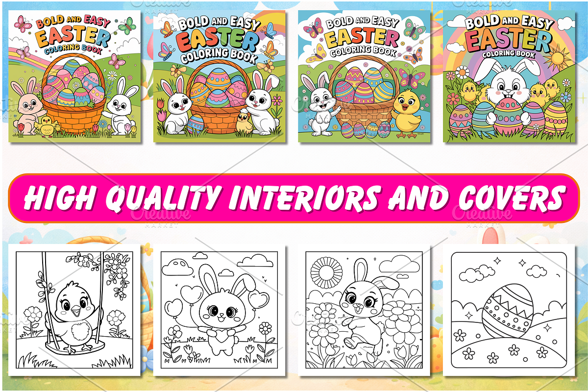 Bold & Easy Easter Coloring Pages 2, a Seasonal Illustration by Neon Studio (Photo 2 of 3)