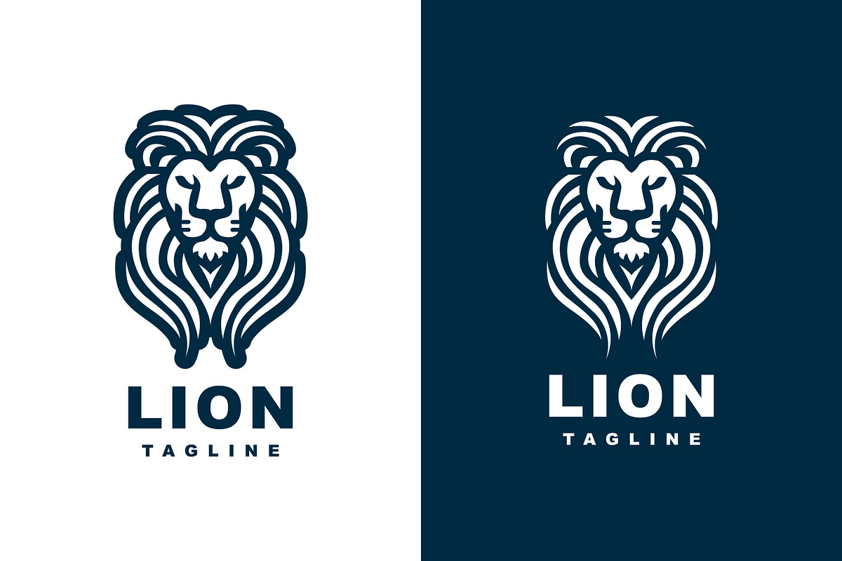 Lion Head Logo Design with Line Art, a Branding & Logo Template by Saba Vector