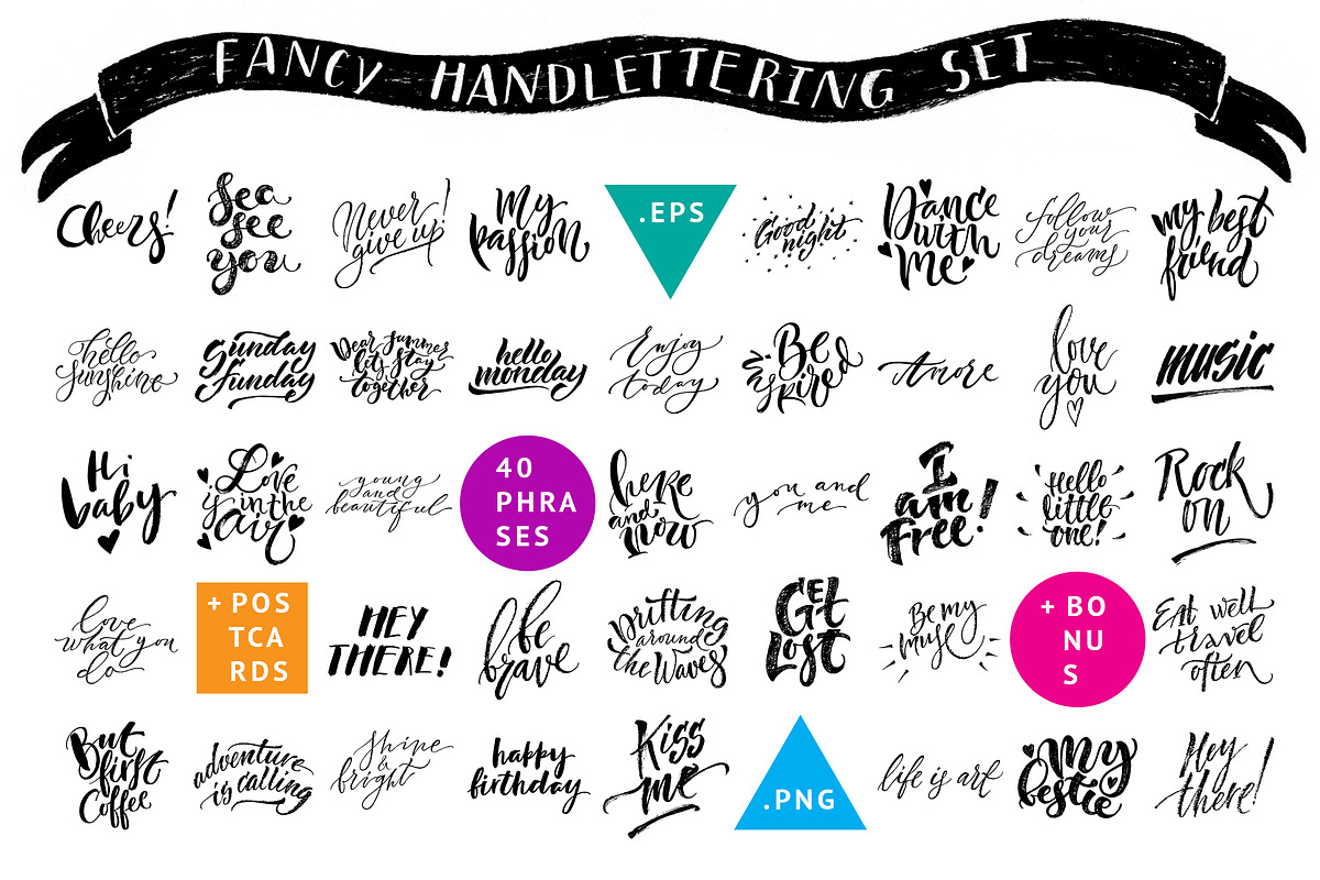 Fancy Vector Handlettering Set, a Texture Illustration by Spencerian Sisters (Photo 2 of 7)