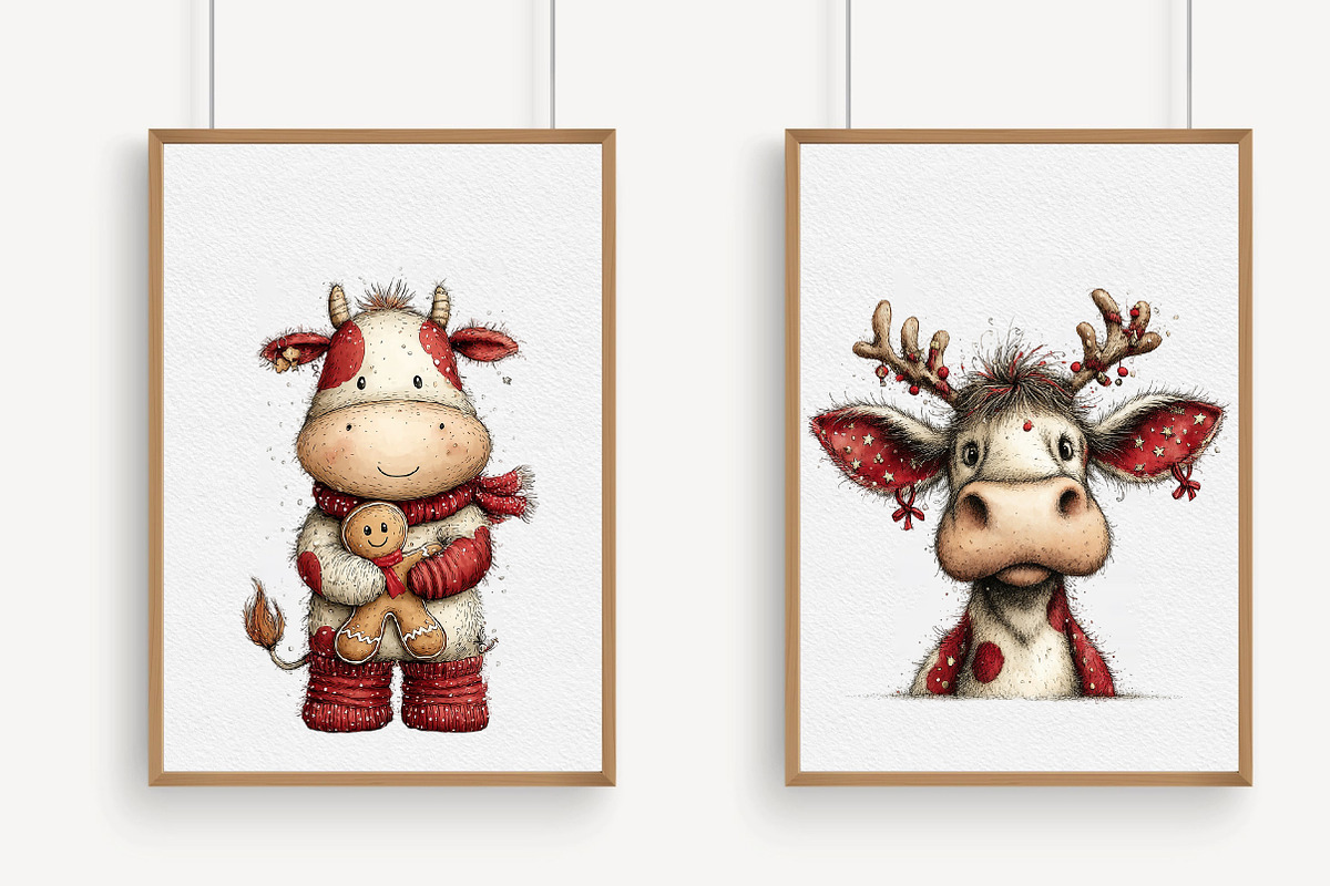Whimsical Cute Christmas Cows Clipar, an Illustration by Libby Wishes (Photo 4 of 7)