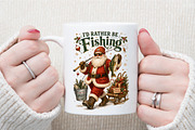 Funny Santa Fishing Christmas PNG, a Seasonal Illustration by Sublimation Artist (Thumbnail 7 of 9)