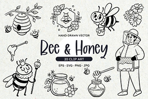 Bee & Honey Clipart Bundle