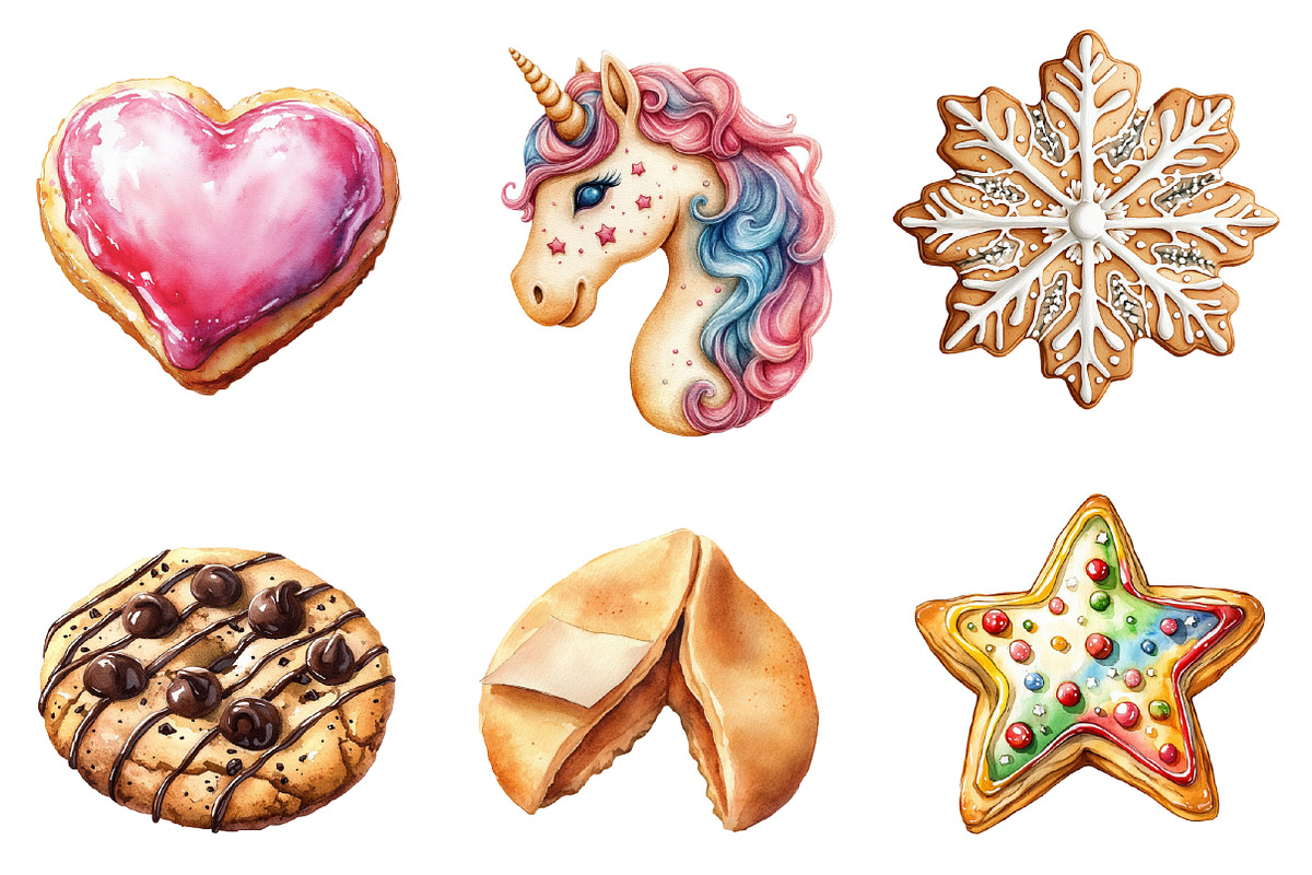 Cookie Watercolor Clipart PNG, an Illustration by SinaCreation (Photo 4 of 5)