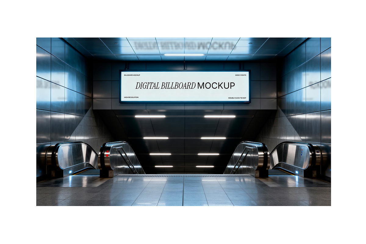 4 Billboard Mockups Escalators Set, an Advertising Mockup by rodrigofkaminski (Photo 2 of 5)