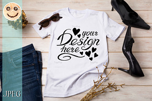 Women's T-shirt Mockup With Heels