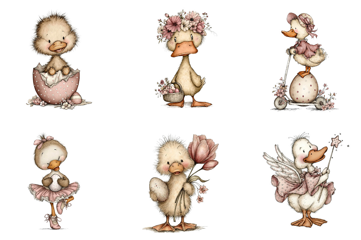 Whimsical happy easter duck clipart, an Illustration by CreationArt (Photo 2 of 5)