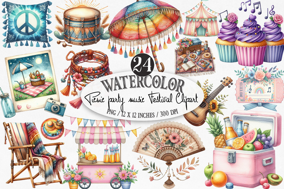 Picnic Party Music Festival Clipart, an Illustration by Designking (Photo 1 of 4)