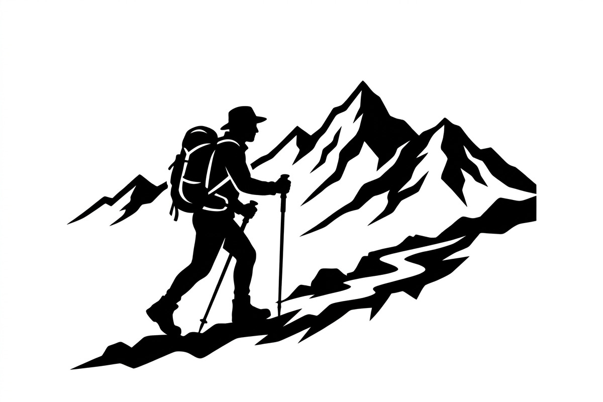 50 Hiking Silhouette Bundle, a Person Illustration by Amazin_art (Photo 4 of 14)