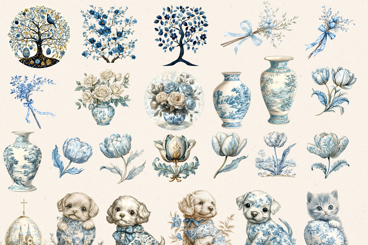 CHINOISERIE EASTER CLIPART PACK, a Seasonal Illustration by Daring Digies (Photo 2 of 8)