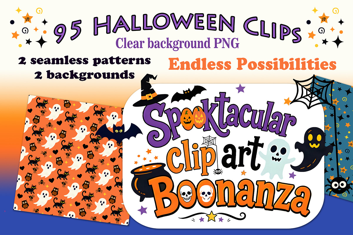 95 Spooktacular Halloween Clipart, a Seasonal Illustration by Sharon Schwalbe (Photo 1 of 9)