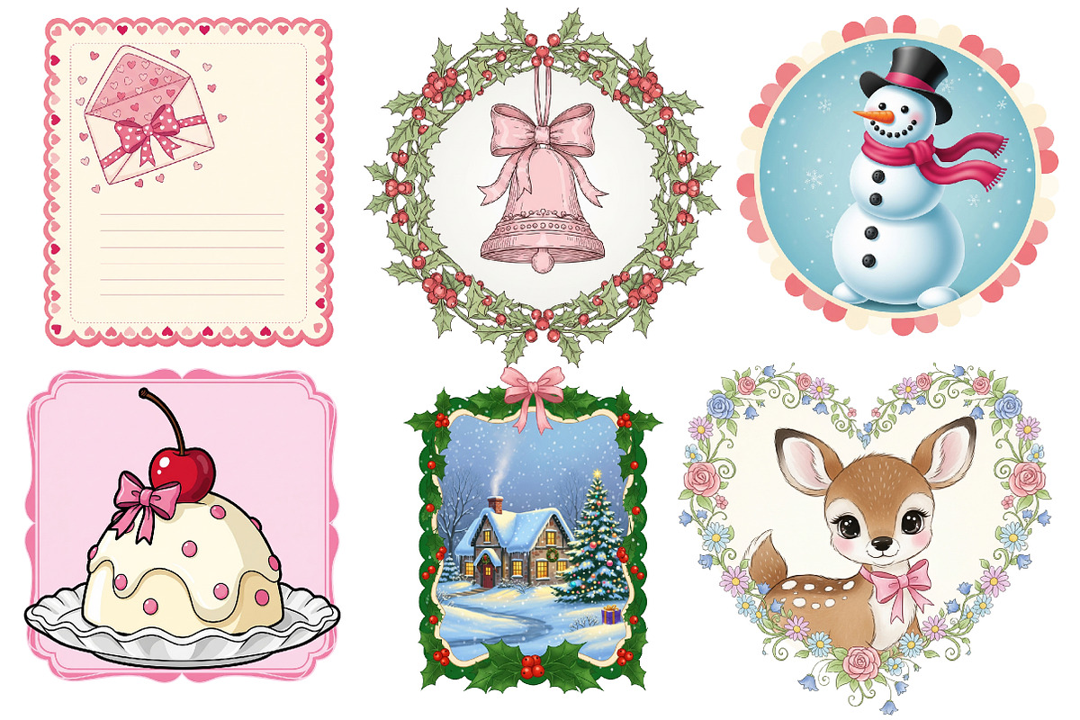 Coquette Christmas Frame Clipart, an Illustration by Designworld (Photo 3 of 5)