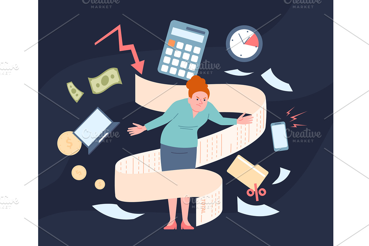 Angry person with financial problems, a Finance Illustration by LadadikArt