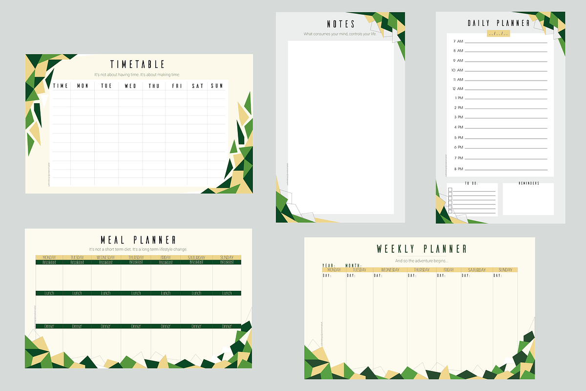 32 Printable Planners, a Stationery Template by Outline Design