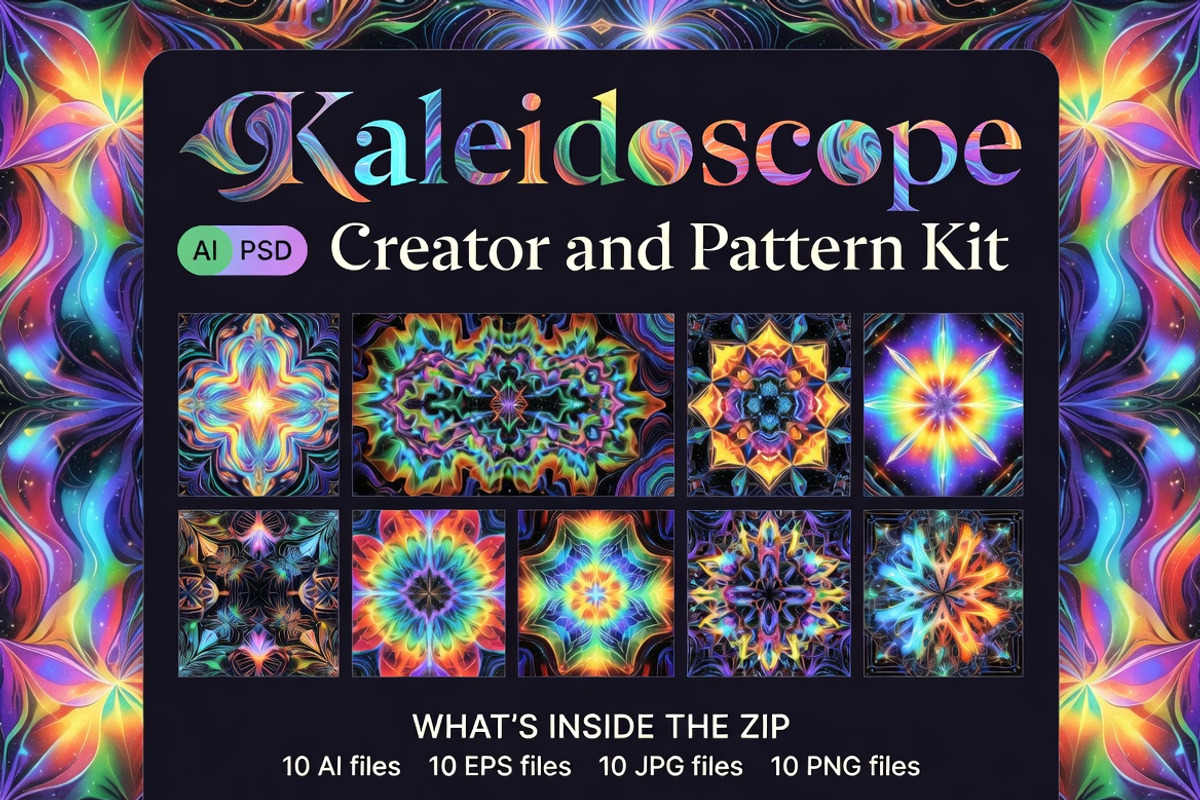 Kaleidoscope Pattern Generator AI, a Pattern Graphic by Dreamanart (Photo 1 of 3)