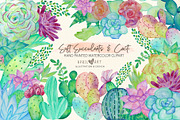 Cacti & Succulent Watercolor Clipart, an Illustration by Oh Darling Graphics (Thumbnail 1 of 4)