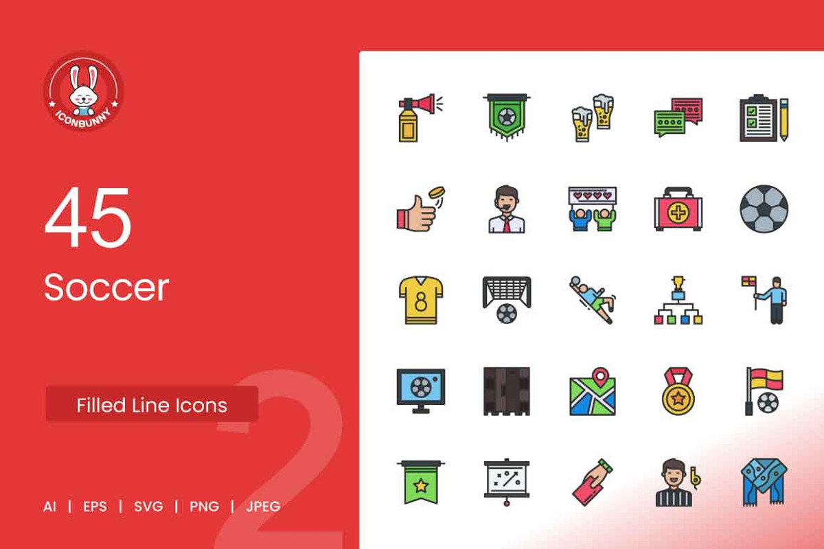 Soccer Filled Line Icons, an Icon by IconBunny (Photo 1 of 2)